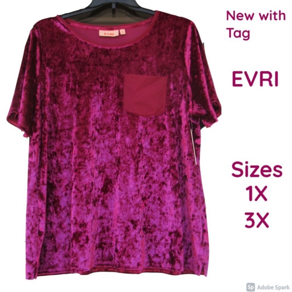3X EVRI velvet like top with pocket size 3X - Picture 16 of 17